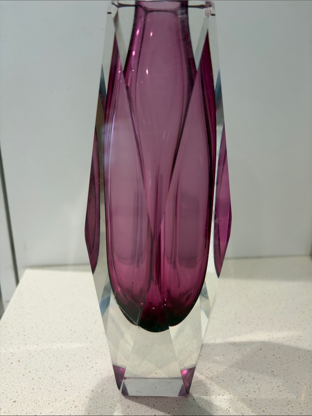 Vintage 1960, Formica Veti di Murano Purple Glass Vase - Elegant Home Accent